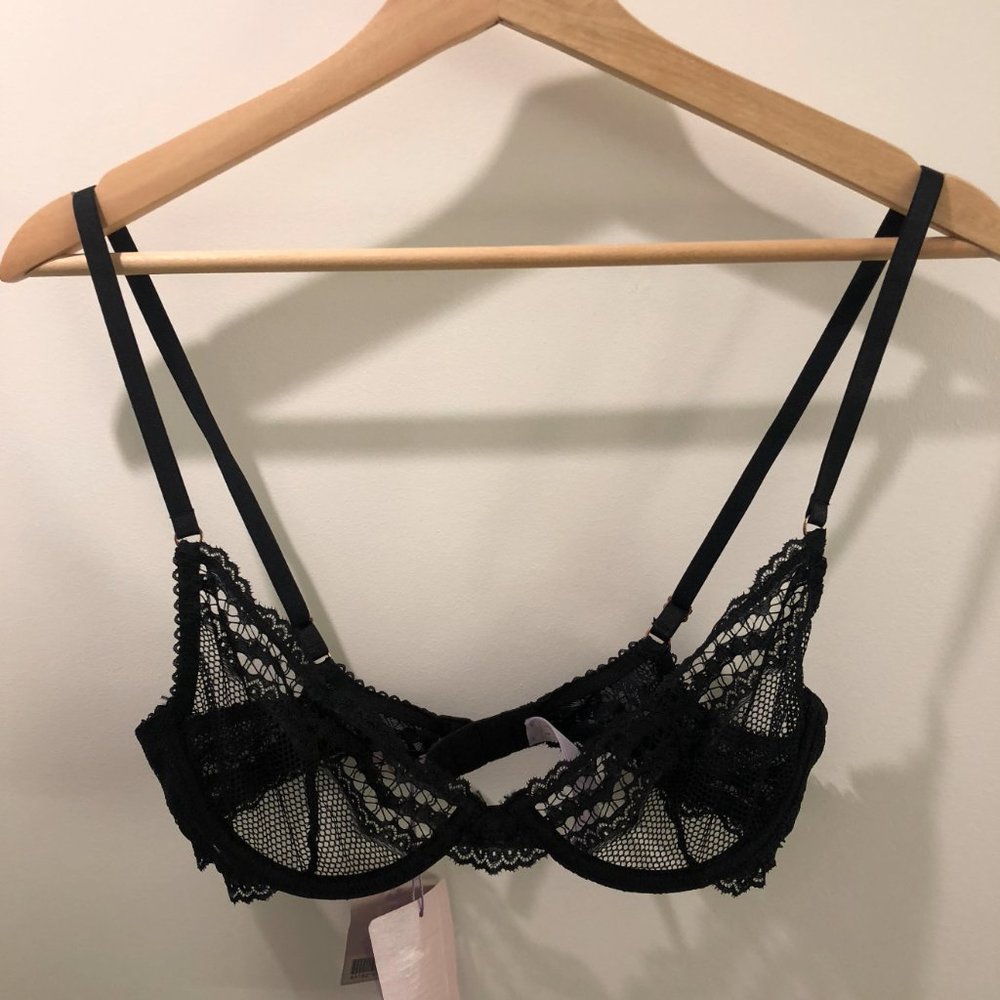 NWT Savage X Fenty Unlined Black Lace Demi Bra